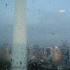 The Menara KL (Telecom Tower) in Kuala Lumpur through a humidity soaked window from about the 16th floor of the ritzy Pacific Regency Hotel.