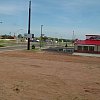 I went here because it is mentioned in a Little Feat song and they had a museum of barbed wire. The museum was closed and Tucumcari in New Mexico -- especially this view of the truckers night-stop outside the window -- seemed pretty desolate.