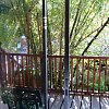 View of the balcony above the Tiki Bar at Fawlty Towers in Cocoa Beach, Florida near Cape Canaveral. There is a photo of the commanding and garish Fawlty Towers in Images from Elsewhere.
