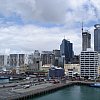 Auckland city as seen from a cabin on the Pacific Sky cruise liner.
