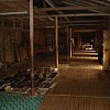 Inside the longhouse of the Iban people up the Lemanak River in central Sarawak. Around 250 people live in this longhouse.