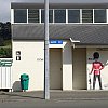 Main street of oddly symmetrical Eketahuna in the centre of New Zealand's North Island. We never did find the "eatere"