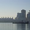 Early morning in Vancouver. Canada Place (left) and the city seen from Stanley Park.